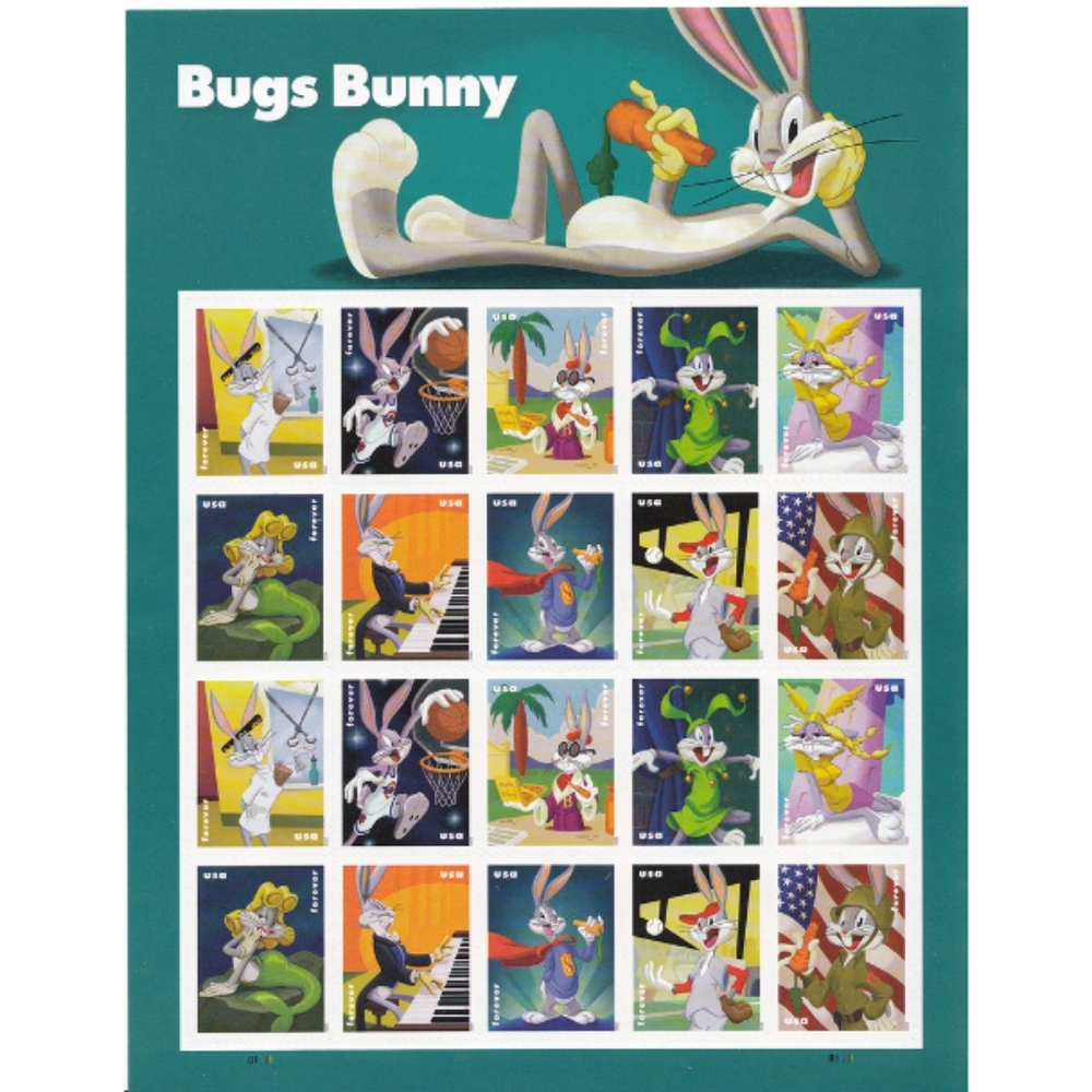 100‎ Bugs Bunny 80th Bday 2020 Forever Postage Stamps USPS Mail Warner Brothers